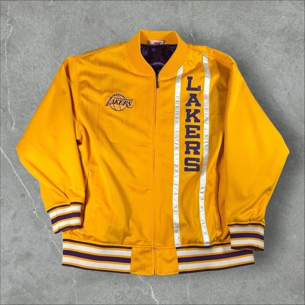 Los‎ Angeles Lakers Jacket Mens 2XL Gold NBA Mitchell & Ness Warm Up Track Coat